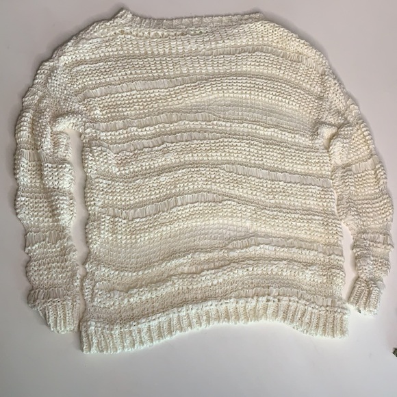 Staring at stars open hole weave pullover bone white top small - Picture 6 of 7